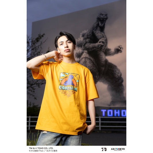 Godzilla 70th Anniversary Godzilla Showa Era Scene Illustration T-shirt 1 (Sunset)