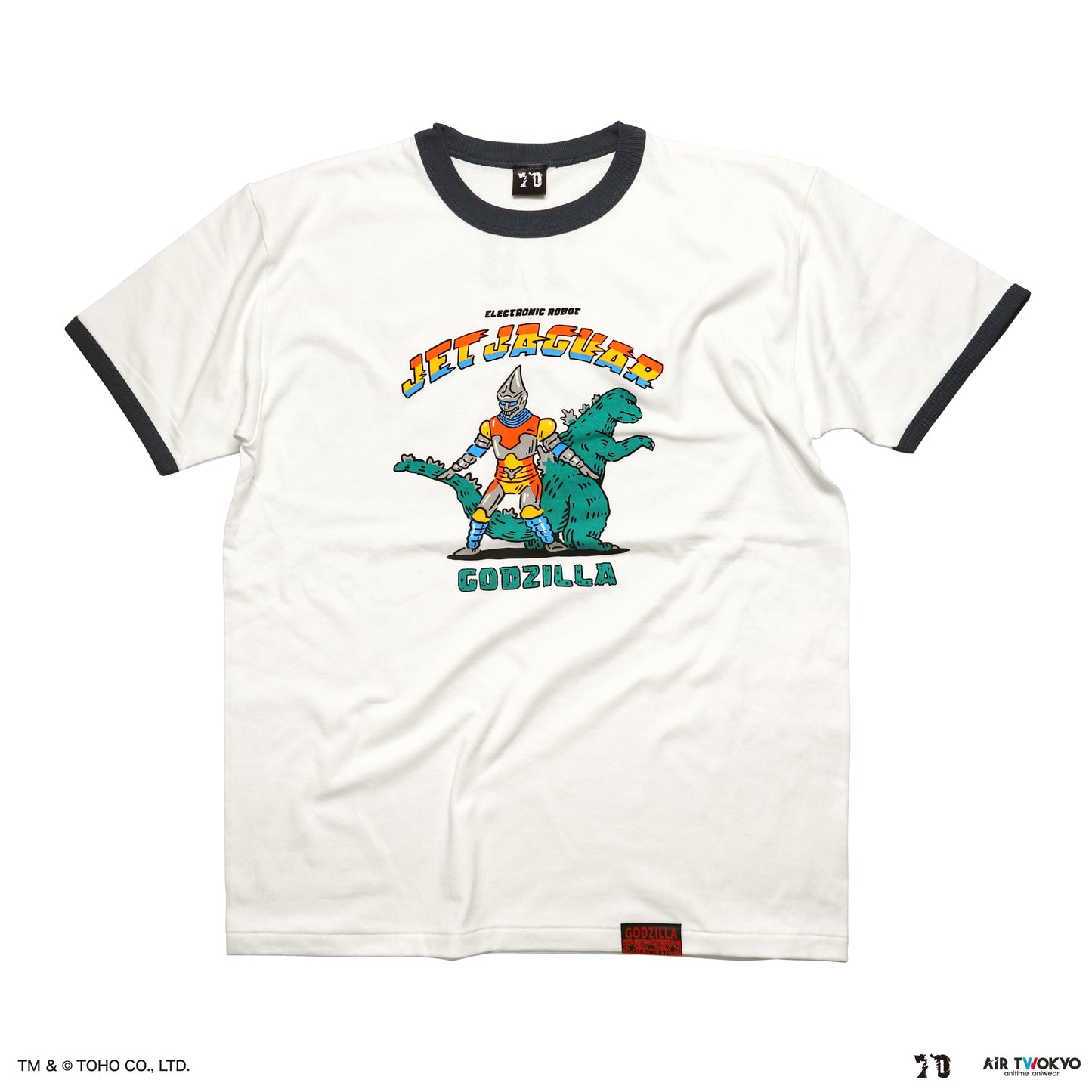 Godzilla 70th Anniversary Godzilla Showa Era Scene Illustration T-shirt 4 (Jet Jaguar & Godzilla)