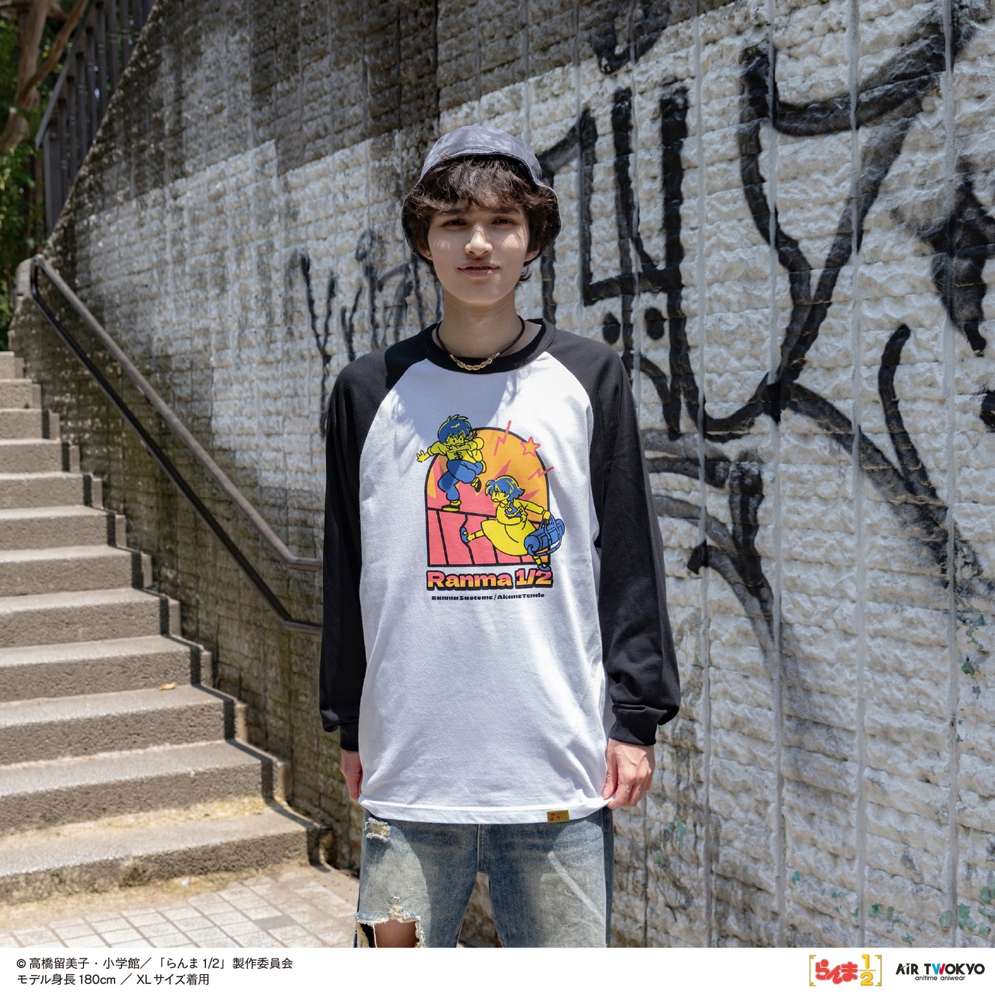 TVアニメ「らんま1/2」第2弾 ポップイラストラグランスリーブTシャツ 1（早乙女乱馬 & 天道あかね）