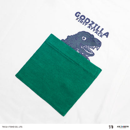 Godzilla 70th Anniversary Godzilla Showa Era Scene Illustration Kids T-Shirt (White)