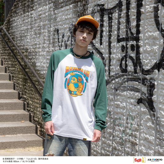 TVアニメ「らんま1/2」第2弾 ポップイラストラグランスリーブTシャツ 3（早乙女乱馬 & 玄馬（パンダ)）