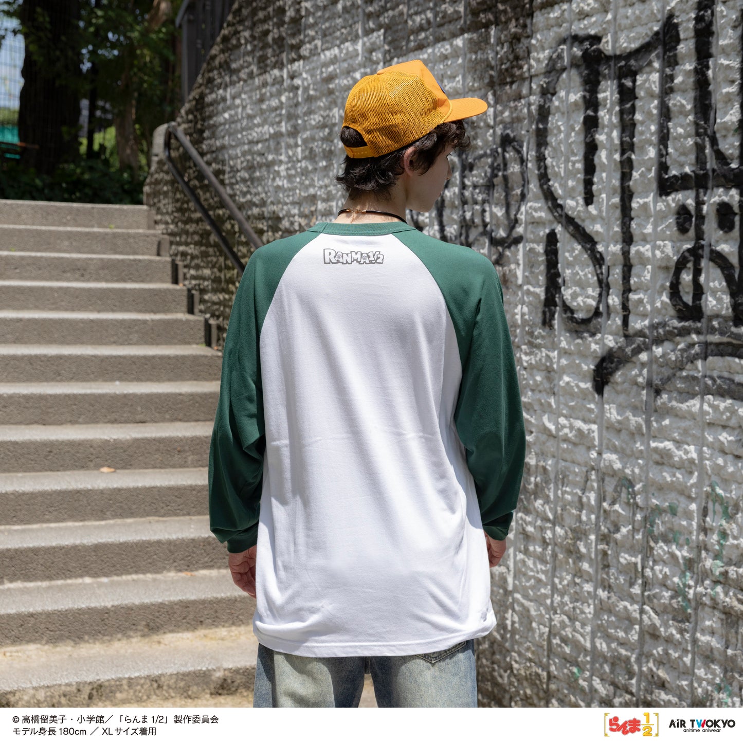 TVアニメ「らんま1/2」第2弾 ポップイラストラグランスリーブTシャツ 3（早乙女乱馬 & 玄馬（パンダ)）