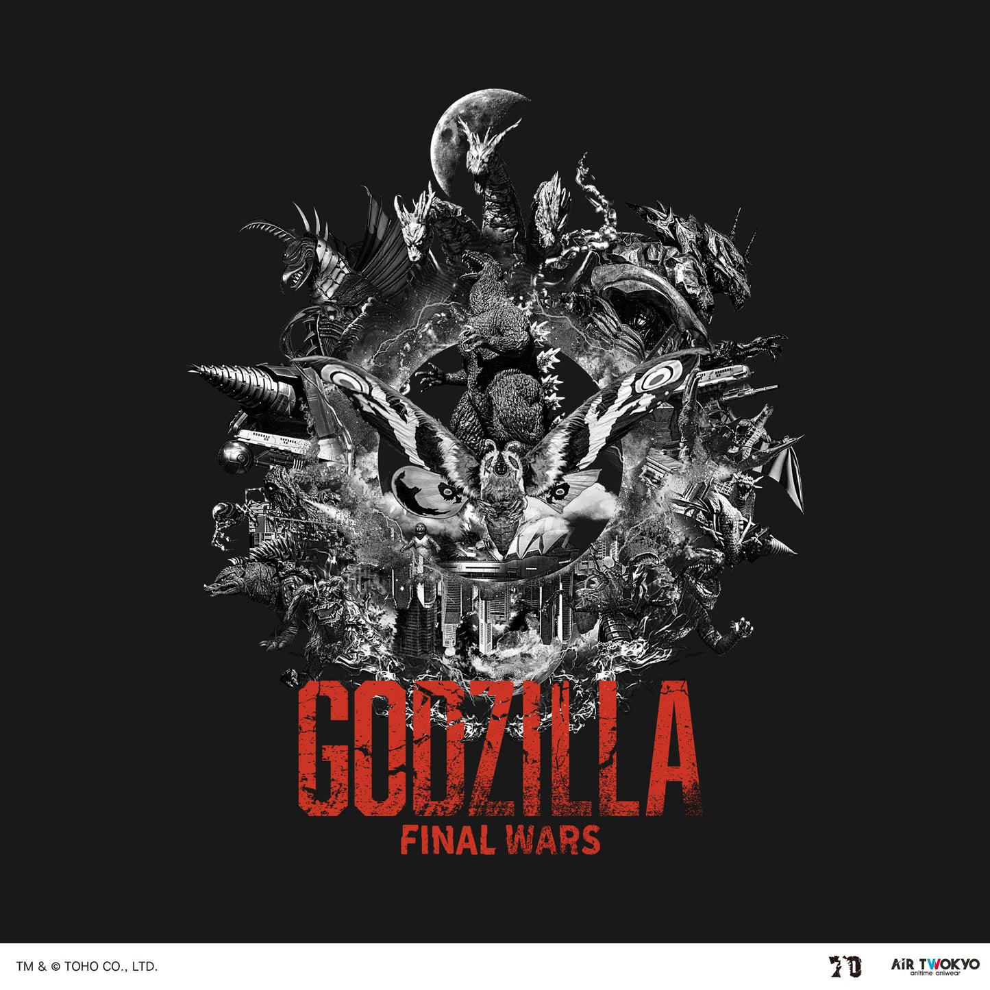 GODZILLA 70th Anniversary "Godzilla: Final Wars" Scene Illustration T-Shirt