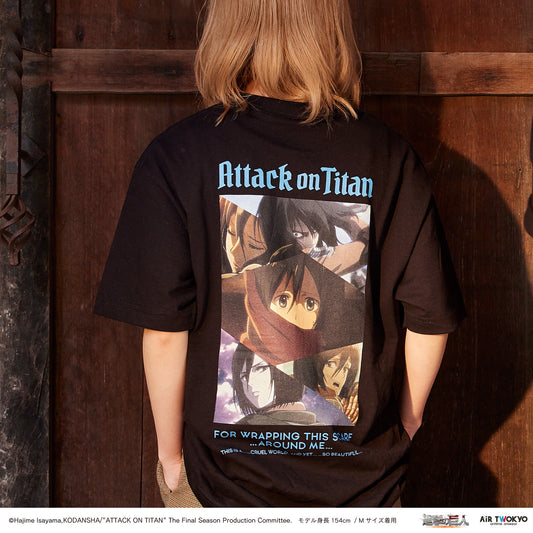 "Attack on Titan" Season 1-3 Collage Graphic T-shirt MIKASA