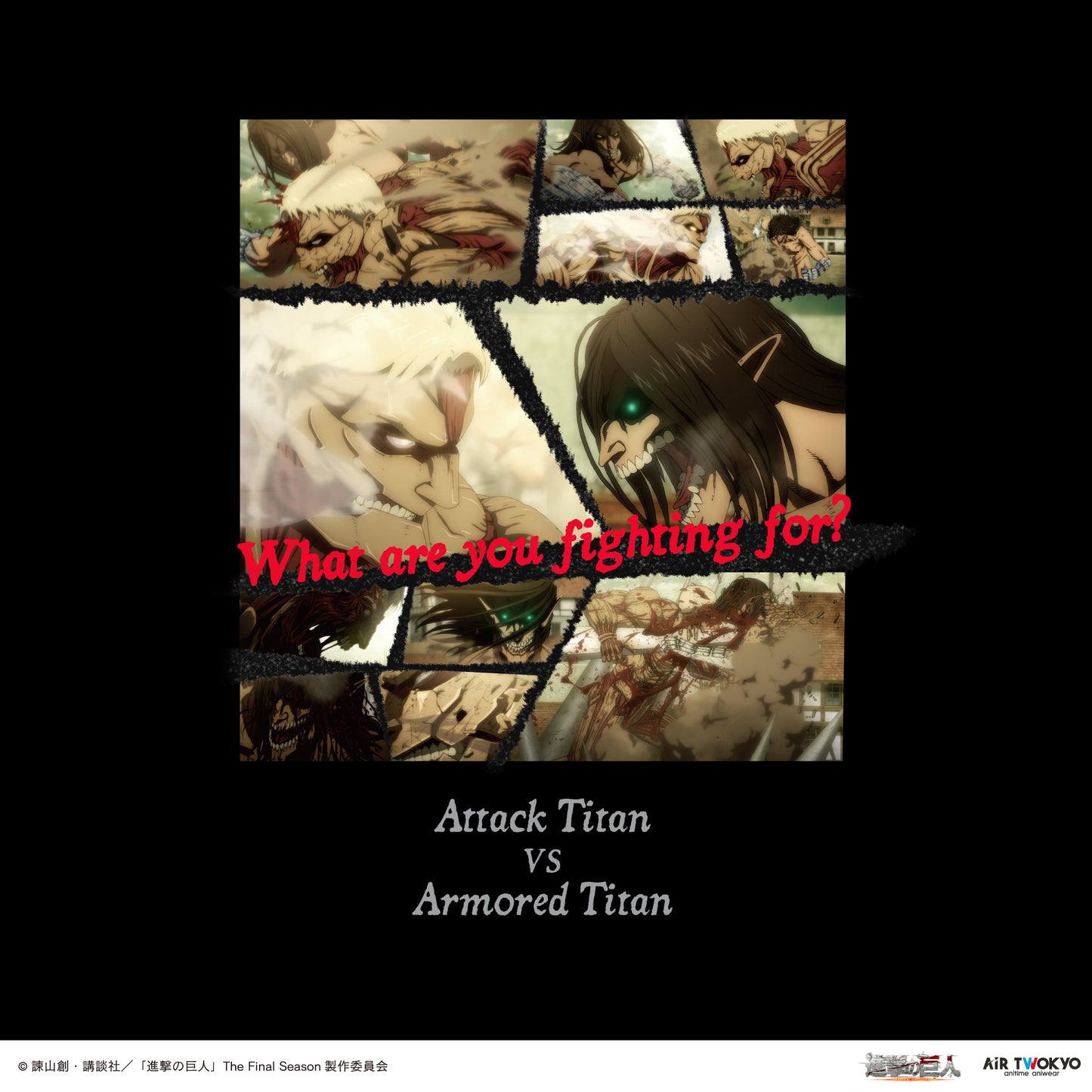  “Attack on Titan” The Final Season Part 2 scene shot T-shirt (Eren titan vs Armored titan)